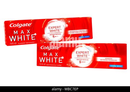 Colgate Max White Zahnpasta von Colgate-Palmolive produziert Stockfoto