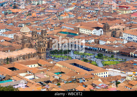 Cusco von der Statue von Weiß Jesus Christus (Cristo Blanco), Peru Stockfoto