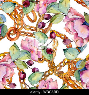 Blumenstrauß Blumen botanischen Blumen. Aquarell Hintergrund Abbildung. Nahtlose Muster. Stockfoto