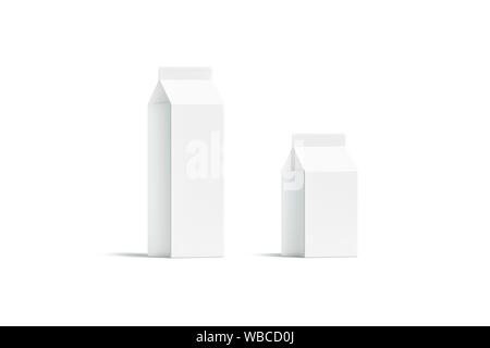 Blank weiß kleine und große Milchpackung Mockup Set, isoliert Stockfoto