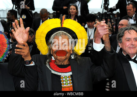 Raoni besucht das 72. Festival von Cannes 2019. Stockfoto