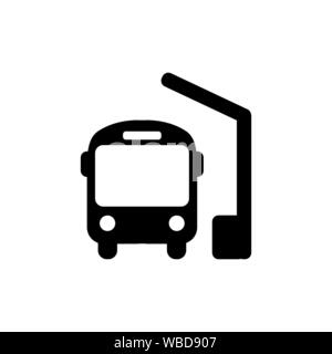 Busbahnhof Symbol in Schwarz. Der öffentliche Bus Symbol im flachen Stil auf weißem Hintergrund. Einfache abstrakte Symbol für Web site Design oder die Taste , um die mob Stock Vektor