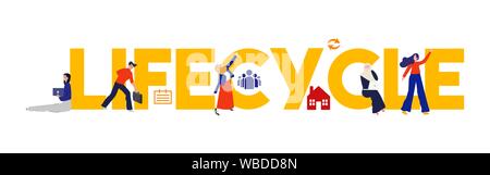 Lebenszyklus der Lebenszyklus Abbildung. Mitarbeiter Prozess Arbeit Geschäft Stock Vektor