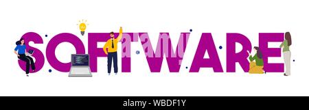 Software, Web Entwicklung, Programmierung Konzept. Abstrakte Programmiersprache und Programmcode. Stock Vektor