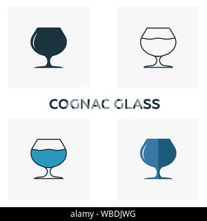 Cognac Glas Icon Set. Vier Elemente in verschiedenen Stilrichtungen von Bar und Restaurant icons Collection. Kreative cognac Glas Icons, Outline, farbig Stock Vektor