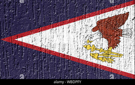 Flagge Amerikanisch Samoa schließen bis auf ein gerissenes Wand gemalt Stockfoto