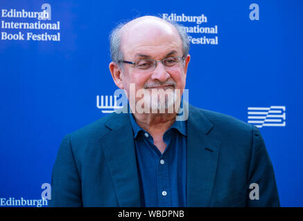 Edinburgh, Schottland, Großbritannien, 26. August 2019. Edinburgh International Book Festival. Im Bild: Salman Rushdie, British Indian Romancier und Essayist ist auf den Booker Prize Longlist für seinen Roman Quichotte, eine Nacherzählung des Don Quijote im heutigen Tag USA Stockfoto