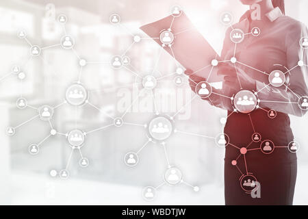 Soziales Netzwerk Struktur. Symbol Menschen. Geschäftliche Verbindungen Konzept. Stockfoto