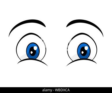 Blaue Augen comic cartoon Design auf weißem Hintergrund Stock Vektor