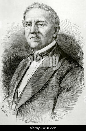 Samuel J. Tilden (1814-1886). Rechtsanwalt, Gouverneur von New York und Demokratische Präsidentschaftskandidat in der umstrittenen Wahl von 1876. Zeichnung von badillo. Kupferstich von capuz. La Ilustracion Española y Americana, 8. September 1876. Stockfoto