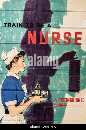 Vintage Zug eine Krankenschwester Regierung Rekrutierung Poster. Großbritannien Stockfoto