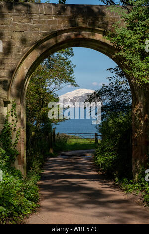 Ein Blick auf die Bass Rock von Seacliff, East Lothian, Schottland. Stockfoto