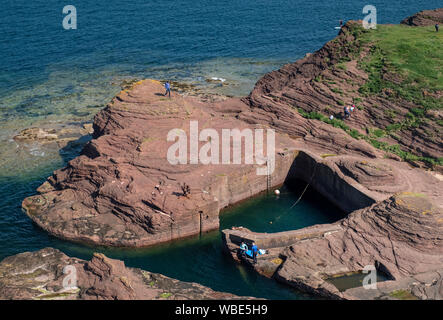 Kleine Sandstein Hafen bei Seacliff Estate, East Lothian, Schottland Stockfoto