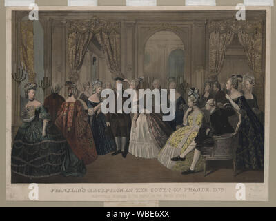 Franklin's Empfang an den Hof von Frankreich, 1778. Respekt für die Menschen in den Vereinigten Staaten/Hohenstein gewidmet. Abstract / Medium: 1 drucken; Lithografie, von Hand gefärbt; 58,7 x 79,5 cm (Blatt) Stockfoto