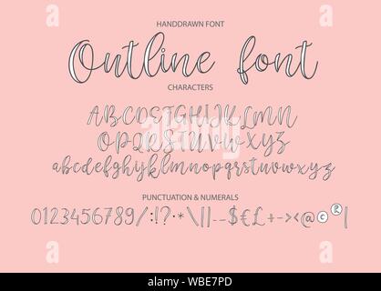 Vektor alphabet Schrift. Hand gezeichnet moderne Kalligraphie Schrift. Stock Vektor