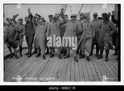 Die französischen Soldaten auf Heimaturlaub Abstract / Medium: 1 Negativ: Glas; 5 x 7 in. oder kleiner. Stockfoto