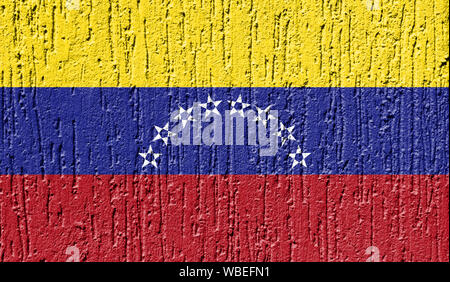 Flagge Venezuela Hautnah auf einer gebrochenen Wand gemalt Stockfoto