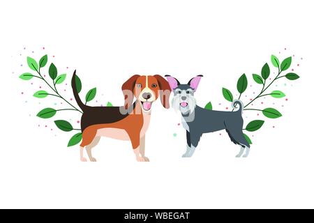 Nett und adorable Hunde auf weißem Hintergrund Stock Vektor