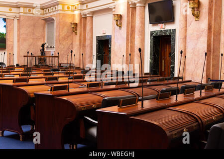 Frankfort, Kentucky/USA - August 8th, 2019. Interieur des Hauses der Vertreter der Kammern in der Kentucky State Capitol Building. Stockfoto