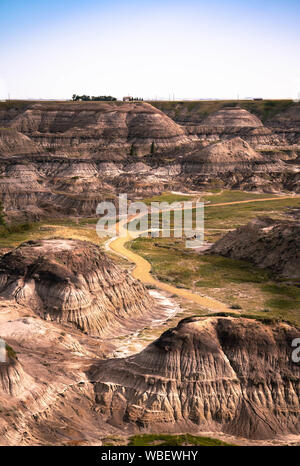 Blick auf die Horseshoe Canyon in Alberta Badlands. Stockfoto