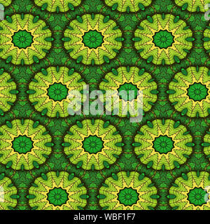 Interessanten Formen und Farben schaffen ein symmetrisches Design Pattern, die nahtlos zur Verwendung als Textil- oder Gewebe oder ein Wallpaper Hintergrund gefliest werden kann Stockfoto
