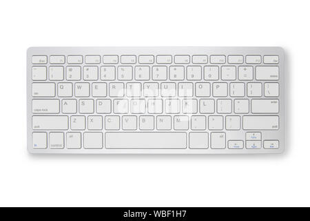 Schließen Sie die Tastatur auf weißem Hintergrund mit Freistellungspfad isoliert. Tastatur di Schnitt mit Pfad benutzen Sie einfach Ihre jedes Design zu erstellen. Stockfoto