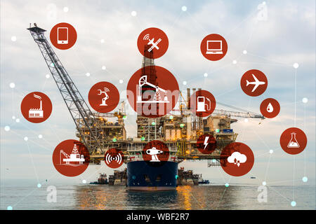 Das Konzept der Automatisierung in der Öl- und Gasindustrie Stockfoto