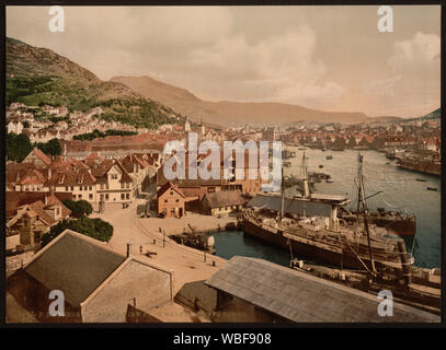 Allgemeine Ansicht von Walkendorff's Tower, Bergen, Norwegen; Drucken zeigt Blick auf Bergen, Norwegen von der Rozenkrantztårnet (Rosenkrantz Turm), die manchmal als die Walkendorff Turm bekannt. (Quelle: Flickr Commons Projekt, 2009) Stockfoto