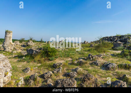 Pobiti Kamani (Steine), die auch als Steinwüste bekannt, ist eine Wüste - wie rock Phänomen auf der North West Provinz Varna Bulgarien entfernt. Stockfoto