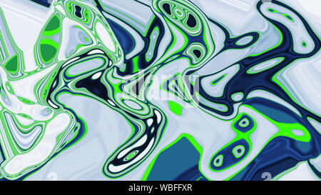 Marine blau und lime flüssige Acrylfarbe Spots und Wellen abstrakt Hintergrund Stockfoto