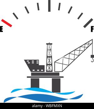 Konzept Design für Offshore Oil Rig Plattform mit Füllstandsanzeige Stock Vektor