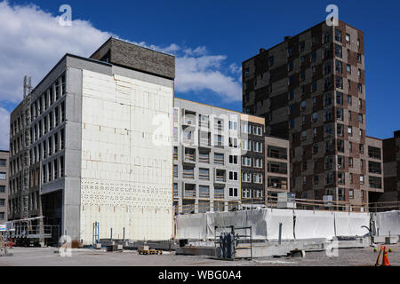 Wohngebäude im Bau neuer Wohnviertel von Sompasaari bereits benutzt, in Helsinki, Finnland Stockfoto