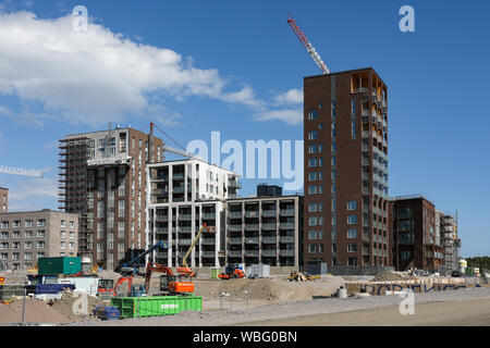 Wohngebäude im Bau in Sompasaari bereits benutzt, ehemaliger cargo Port, in Helsinki, Finnland Stockfoto