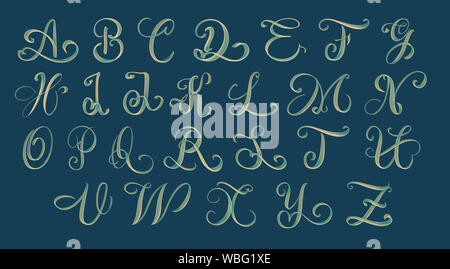 Vollständige Alphabet von Großbuchstaben handgezeichneten Schriftzug in sanften Pastelltönen - 3D-Darstellung Stockfoto