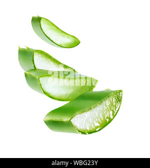 Aloe Vera Schichten auf weißem Hintergrund- clipping path enthalten Stockfoto