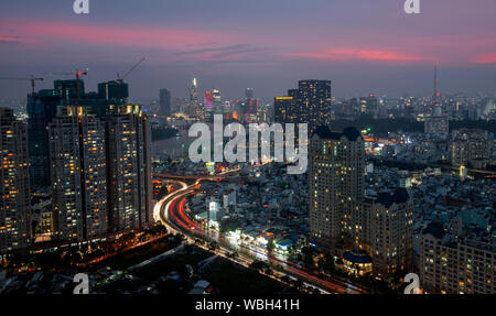 Der Blick von der Vincom Center in Ho Chi Minh Stadt, die auch als Wahrzeichen 81, das höchste Gebäude in Vietnam bekannt. Stockfoto