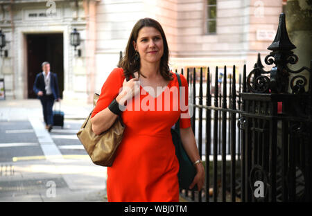 Jo Swinson, der Führer der Liberalen Demokraten verlassen Millbank, im Vorfeld der heutigen Sitzung Kreuz auf der Suche nach Möglichkeiten zu stoppen ein No Deal Brexit. Stockfoto