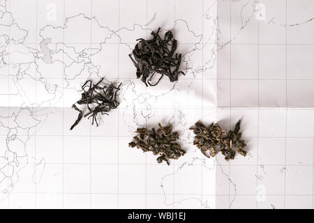 Sammlung von verschiedenen Tees isoliert Stockfoto