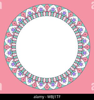 Leer für Design. Runde dekorative Rahmen mit ethnischen Ornament. Style Vintage. Bunte Illustrationen. EPS 10. Stock Vektor