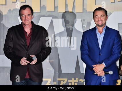 Regisseur Quentin Tarantino und Schauspieler Leonardo DiCaprio an der Japan Premiere für "Once upon a time in Hollywood" auf der Tokyo Midtown Hibiya in Tokio, Japan, am 26. August 2019. Quelle: LBA/Alamy leben Nachrichten Stockfoto