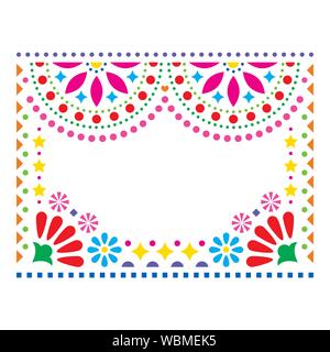 Mexikanische vektor Grußkarte zur Hochzeit Einladung , vector Pattern mit geometrischen Formen und Blumen, bunten Design von Volkskunst inspiriert Stock Vektor