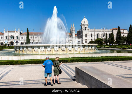 Heironymites Kloster (Mosteiro dos Jeronimos), Belem, Lissabon, Portugal. Stockfoto