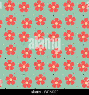 Vintage traditionellen roten Blumen nahtlose Muster hellgrüner Hintergrund Vector Illustration - Fashion tuch Designs Stockfoto