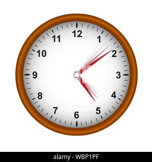 Uhr mit beweglichen Händen isoliert auf einem weißen Hintergrund. Vector Illustration Stock Vektor