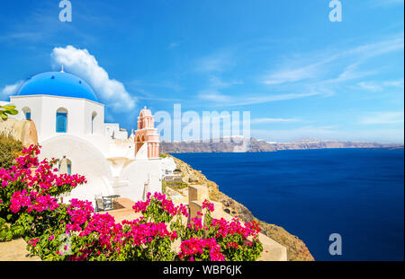 Landschaft der Insel Santorini in Griechenland Stockfoto