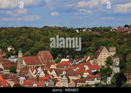 Skyline Schwäbisch Hall ist eine Stadt in Bayern, Deutschland, Europa. Stockfoto