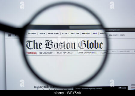 Los Angeles, Kalifornien, USA - 21. Jule2019: Illustrative Editorial von THEBOSTONGLOBE.COM Website Homepage. BOSTON GLOBE Logo sichtbar auf dem Anzeigebildschirm angezeigt. Stockfoto