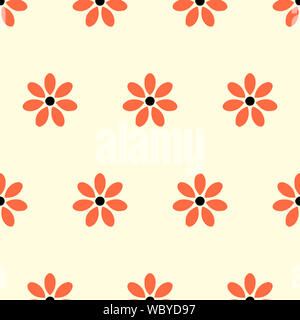 Rot Schwarz Blume nahtlose Muster auf Hellgelben Hintergrund. Florale Vector Illustration Stockfoto