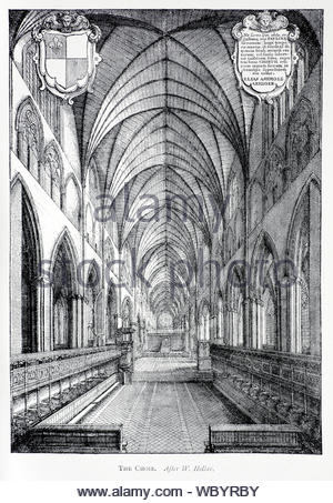 Der Chor, Original alte St Pauls, London, Radierung von Böhmische Kupferstecher Wenzel Hollar aus 1600s Stockfoto
