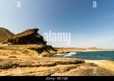 Mughsail Beach, Salalah im Sultanat von Oman und Dhofar Gebirge, Naher Osten, Arabische Halbinsel. Stockfoto